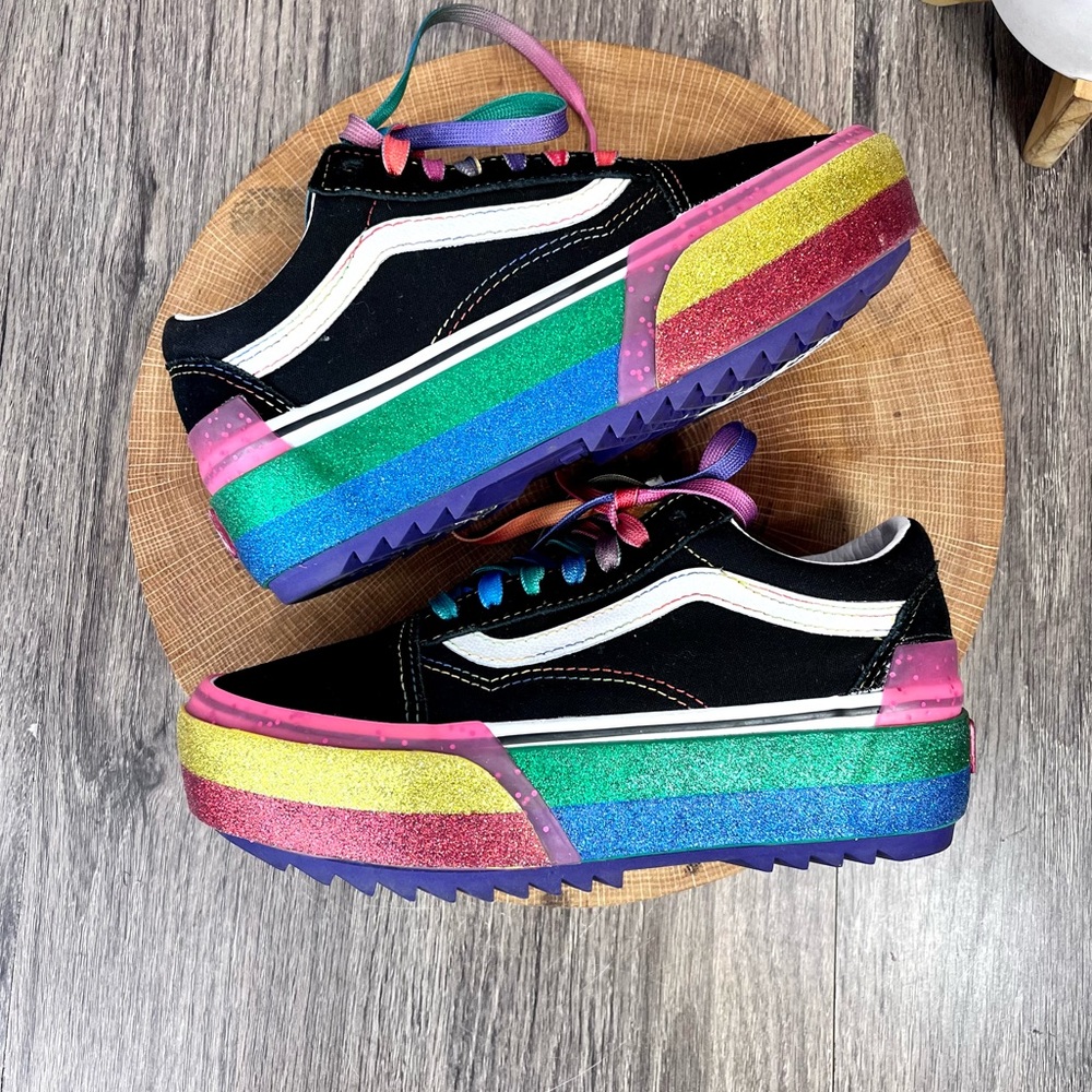 *Vans | Old Skool Unisex Stacked Rainbow Platform Size 5 - Picture 3 of 15